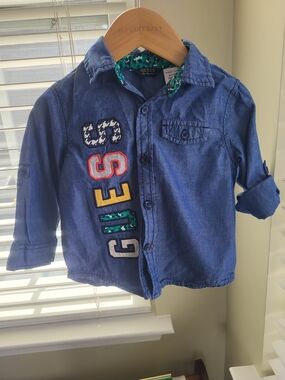 Guess Kids' Blue Denim Button-Up Shirt